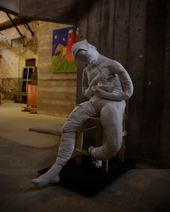 Life-sized fabric sculpture